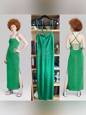 Wild Fable Lace-up Back Green Dress